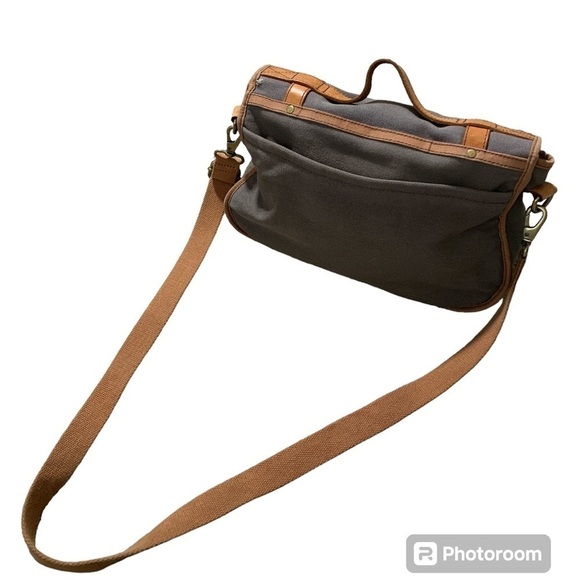 Fossil Canvas Leather Flap Closure Pocket Adjustable Strap Messenger Bag - Picture 4 of 12